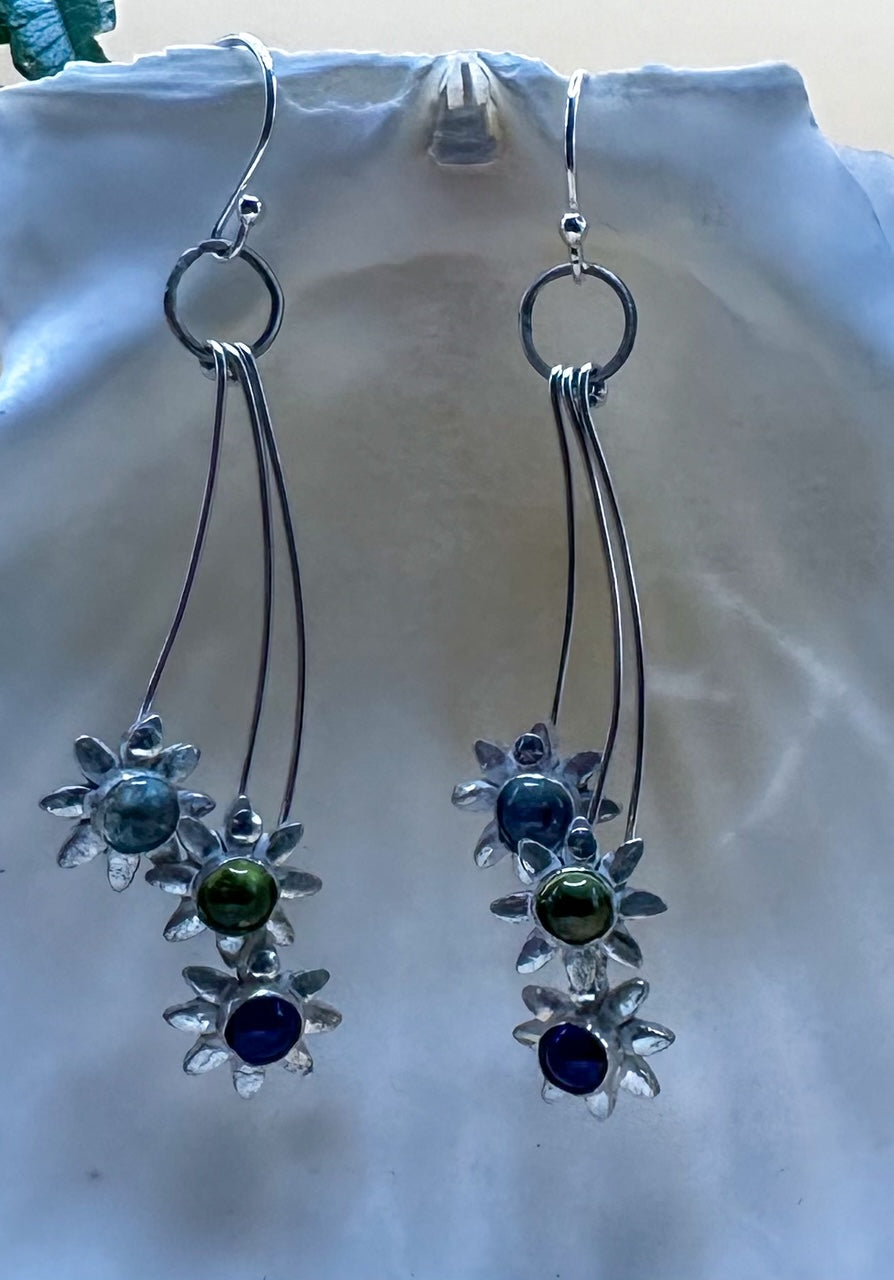 Triple Daisy Gem Earrings